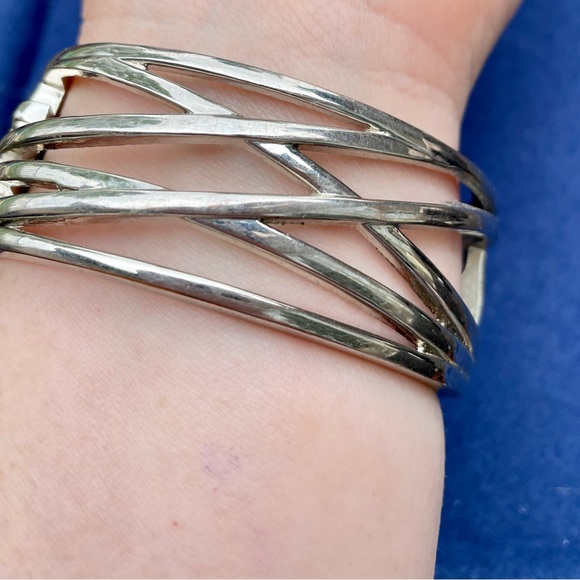 Large Silver tone cuff bracelet - Picture 3 of 5